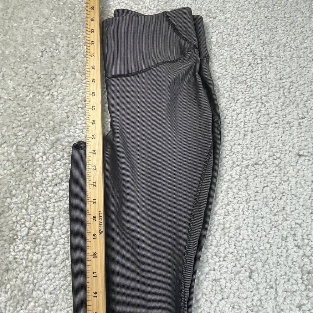 Lululemon Base Pace High Rise Tight Legging Two Toned Ribbed Black Womens 8